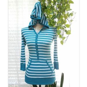Hollister Hoodie Striped Button Up Shirt Size M